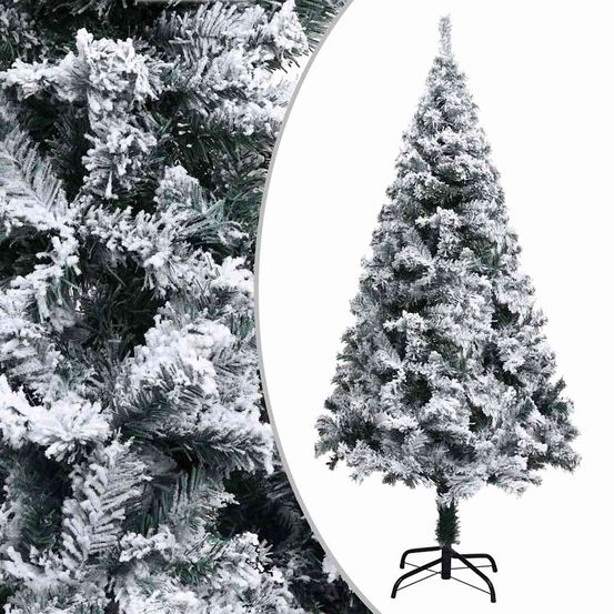 Sapin de noël artificiel effet neige floqué dense vert 150 cm