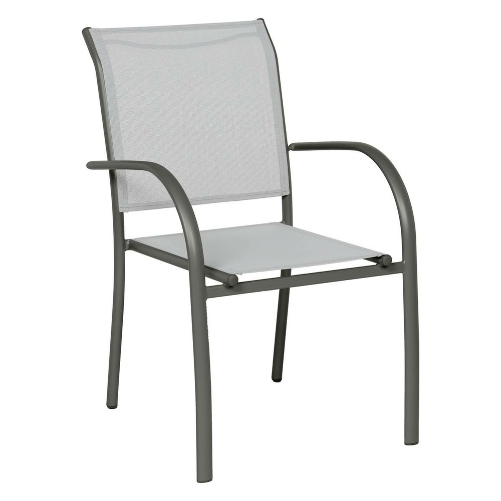 Fauteuil de jardin empilable piazza galet & graphite