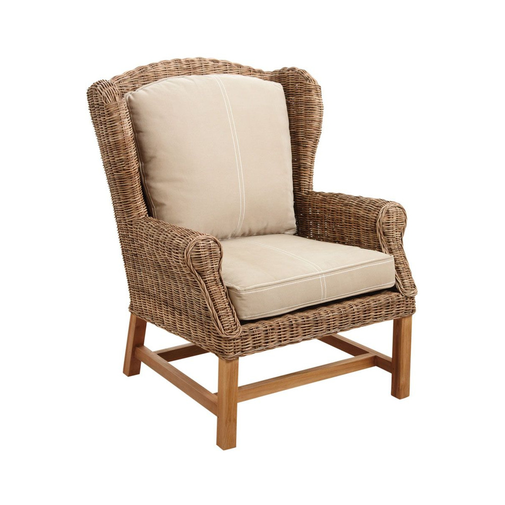 Fauteuil en poelet gris et teck pati