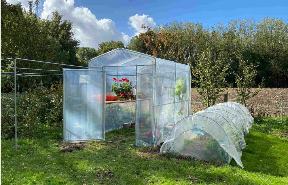 Serre de jardin primeur - 5m² - 2 x 2,7m - serre à semis - pieds droits - polyéthylène haute densité - 1 porte - les serres tonneau