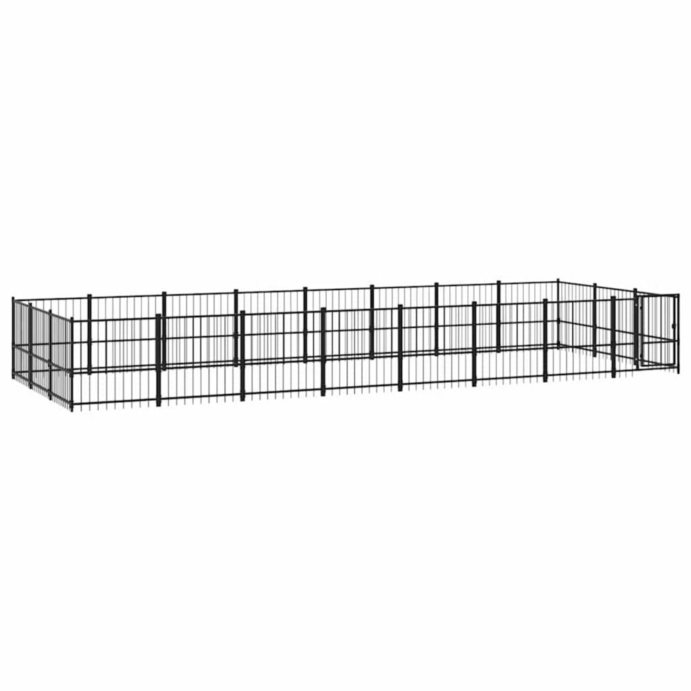 Chenil d'extérieur pour chiens acier 22,58 m²