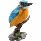 Oiseau martin pêcheur sur tronc en résine 9 x 9 x 15 cm