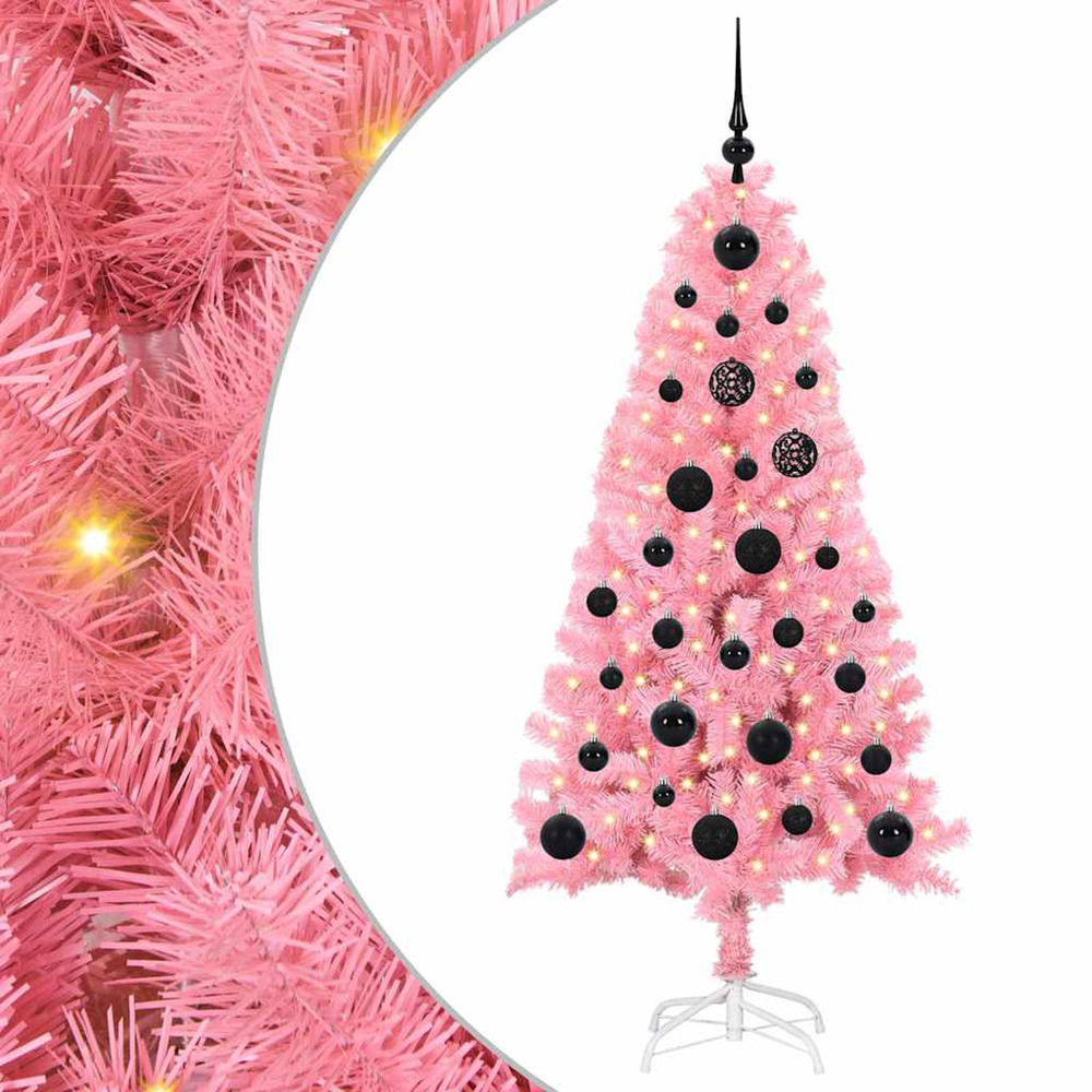Sapin de noël avec 150 led avec support rose 150 cm pvc