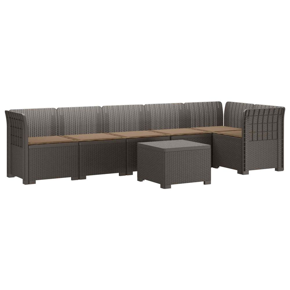 Canapé de jardin 6 places avec coussins aspect rattan pp