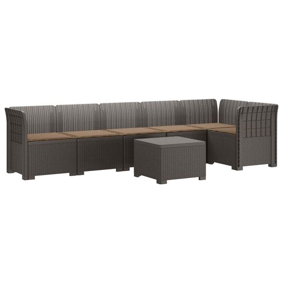 Canapé de jardin 6 places avec coussins aspect rattan pp