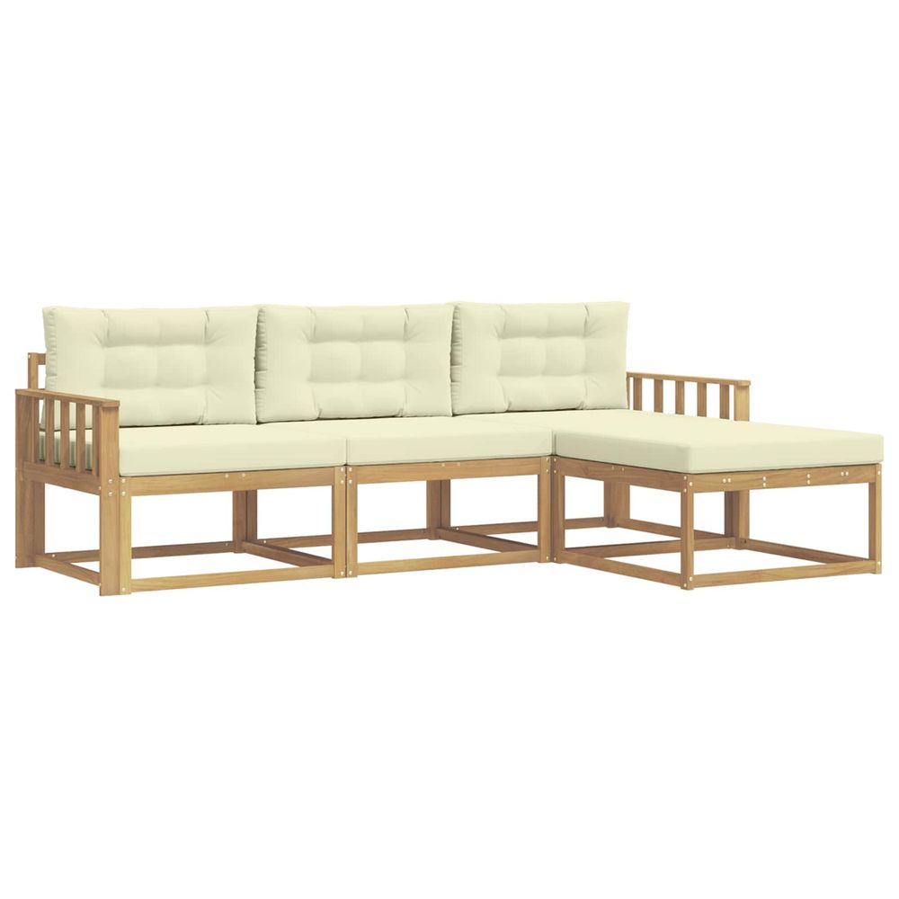 Ensemble de canapés d'extérieur 4 pc blanc et crème polyester