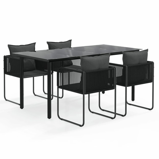 Ensemble à manger de jardin 5 pcs noir