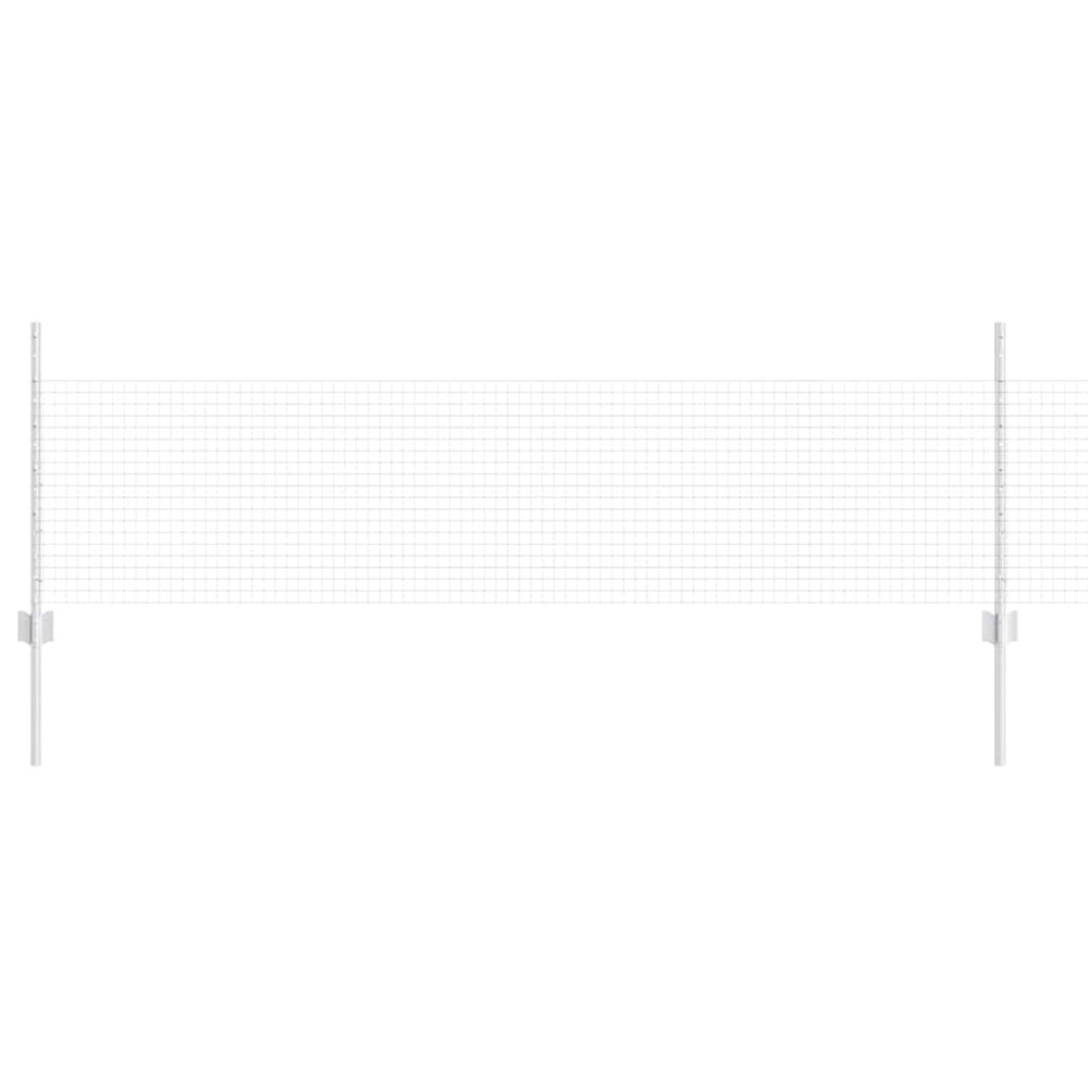 Clôture avec poteau argenté 0,5 x 25 m acier