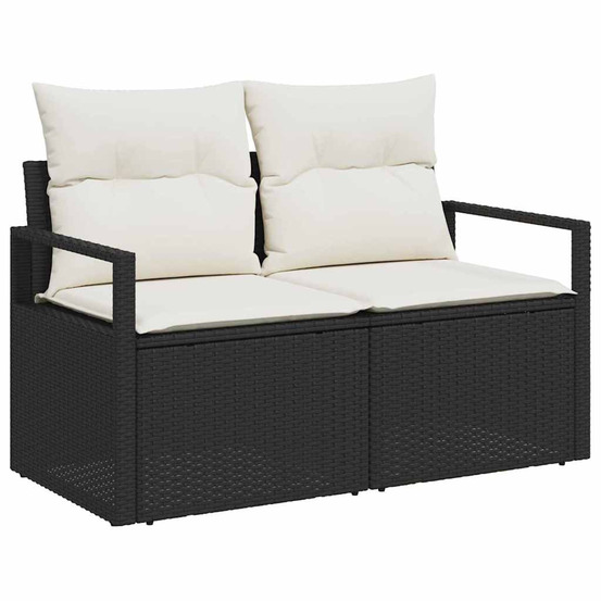 Ensemble de canapés avec coussin 6 pcs noir polyrotin