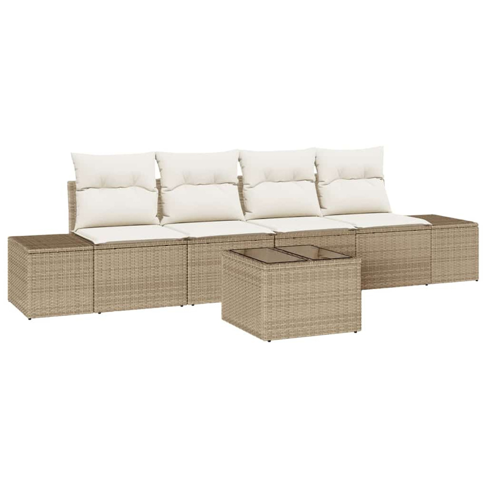 Ensemble de canapés avec coussin 5 pcs beige et crème polyrotin