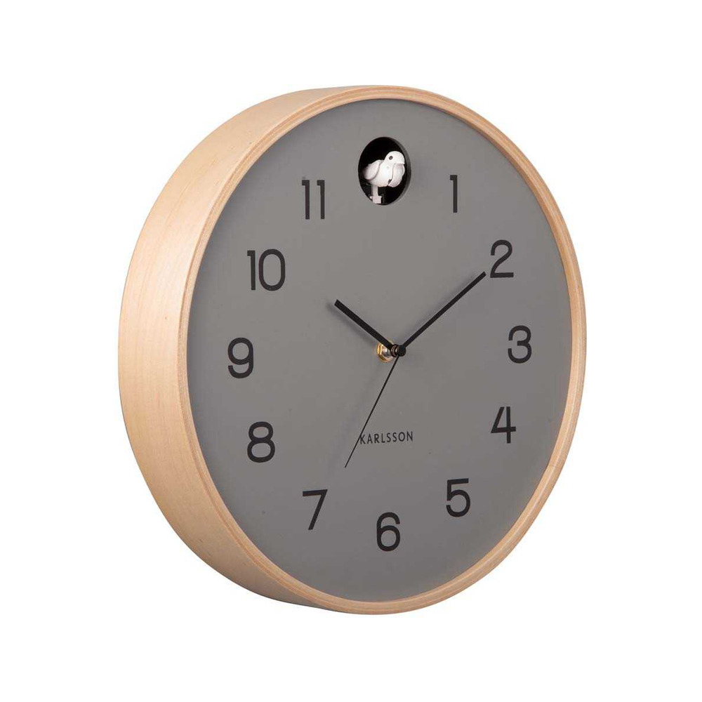 Horloge en bois de bouleau natural cuckoo gris
