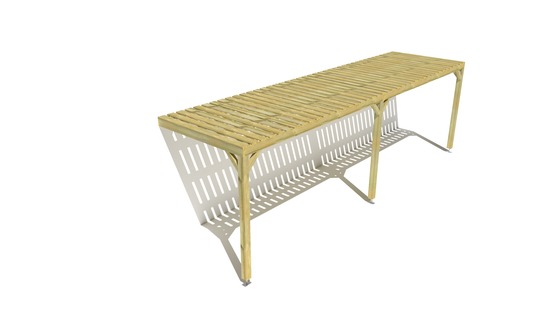 Pergola bois • 8m x 2m • adossée • sens largeur • platelage bois • livraison comprise