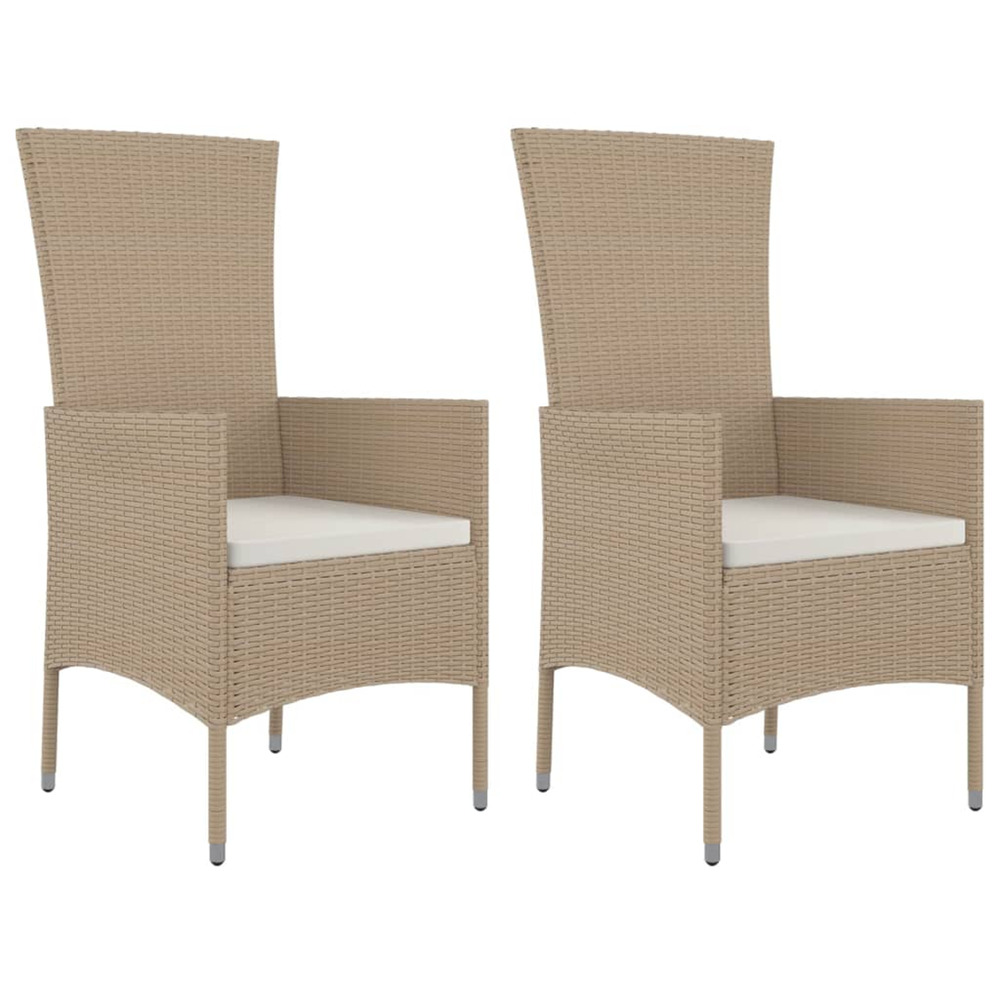 Chaises de jardin avec coussins lot de 2 résine tressée beige