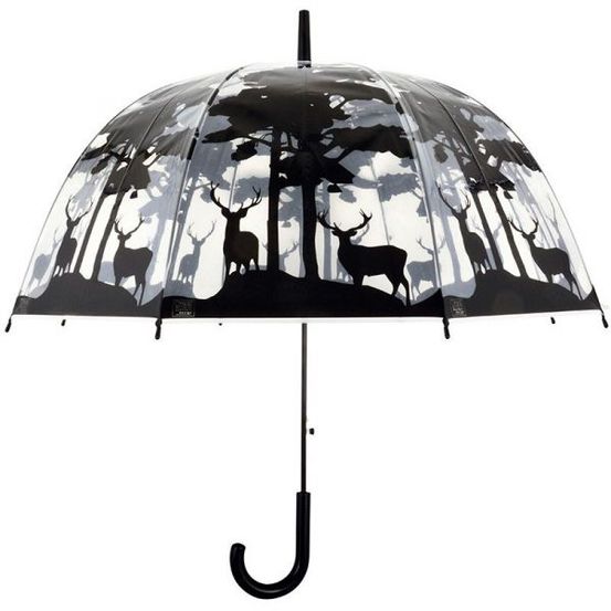 Parapluie transparent noir forêt