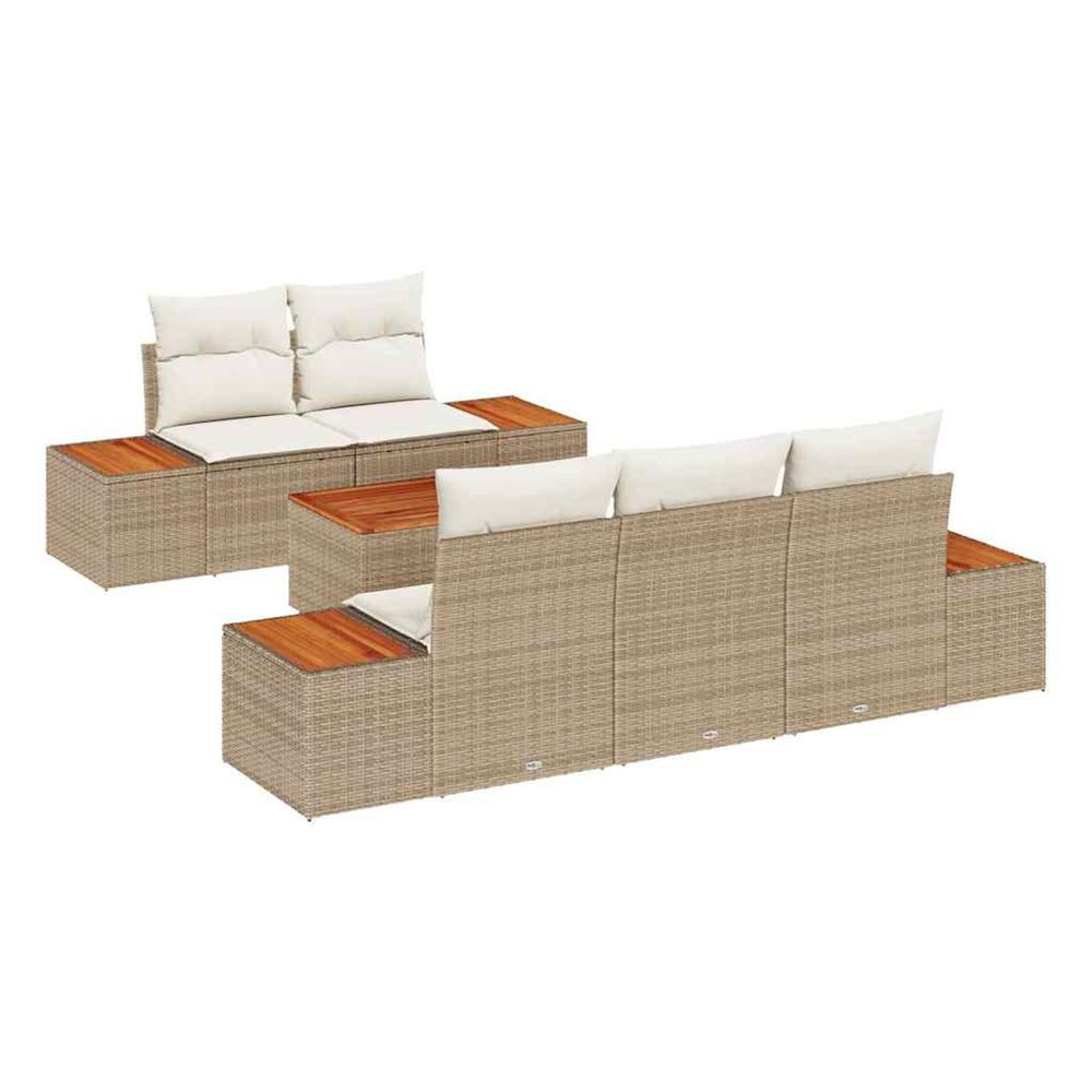 Ensemble de canapé de jardin 6 pc beige poly rotin