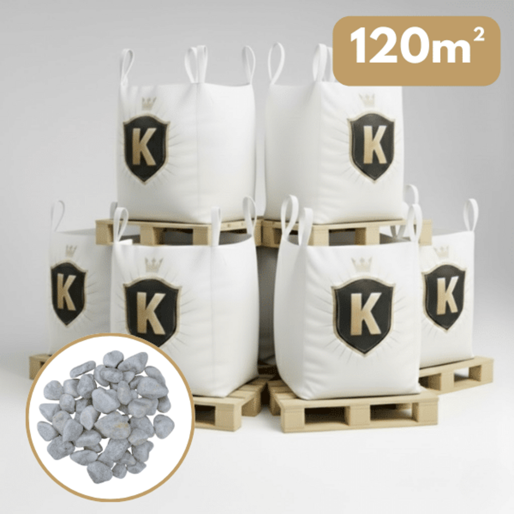 Galet marbre blanc 25/40 mm – pack 6 big bag +/- 1,5t – 120 m²