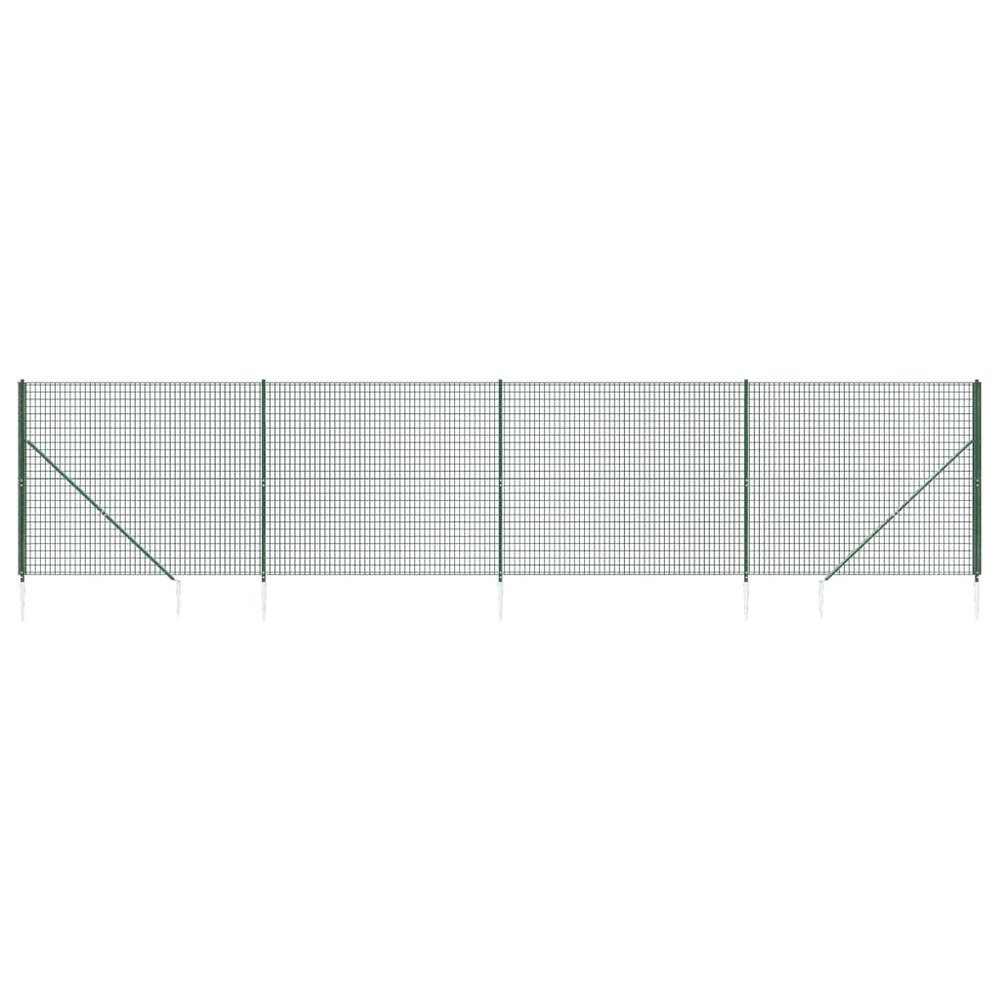 Clôture en treillis métallique et piquet d'ancrage vert 2x10m