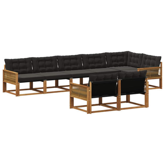 Ensemble de canapés d'extérieur 8 pcs naturel et noir