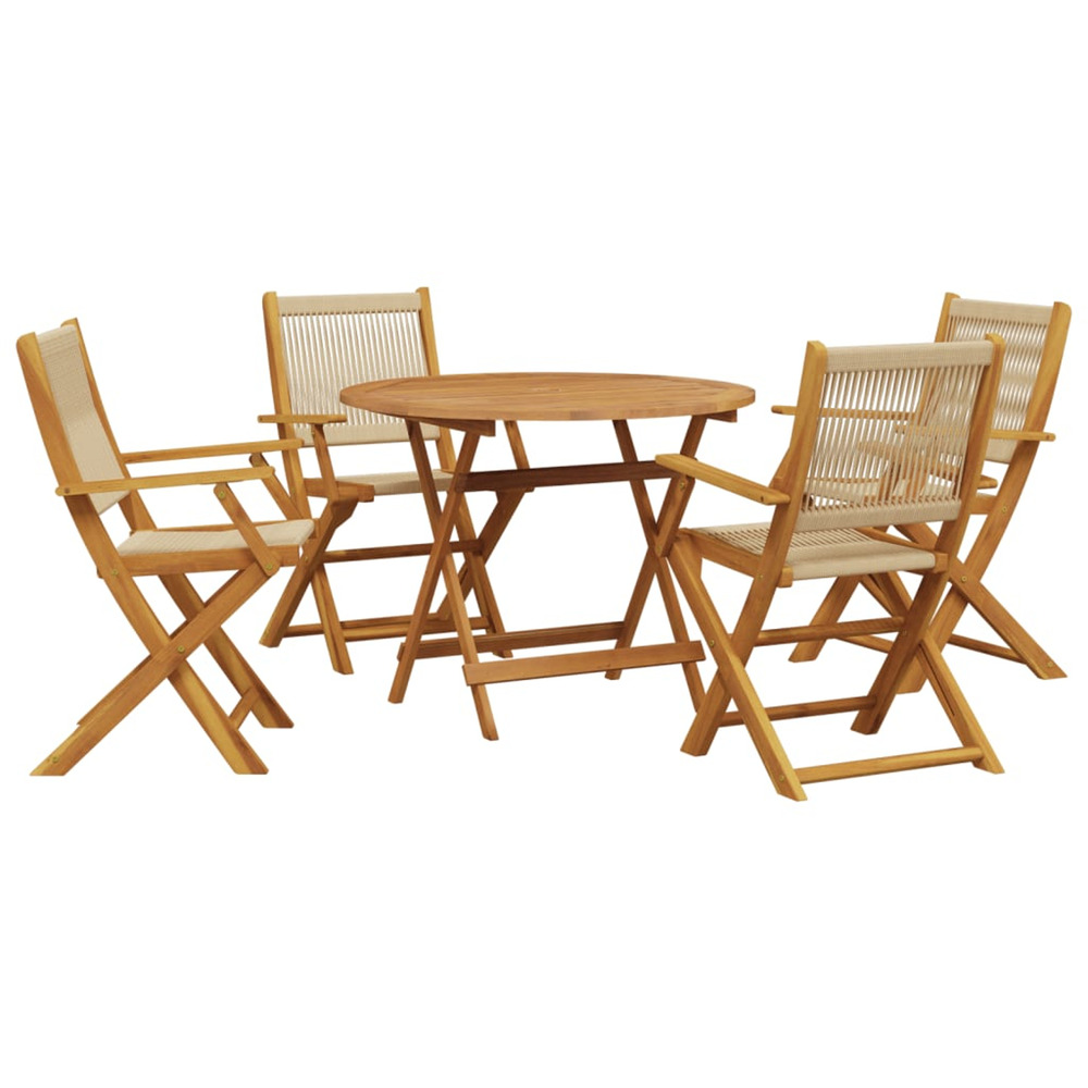 Ensemble à manger de jardin 5pcs beige polypropylène et bois