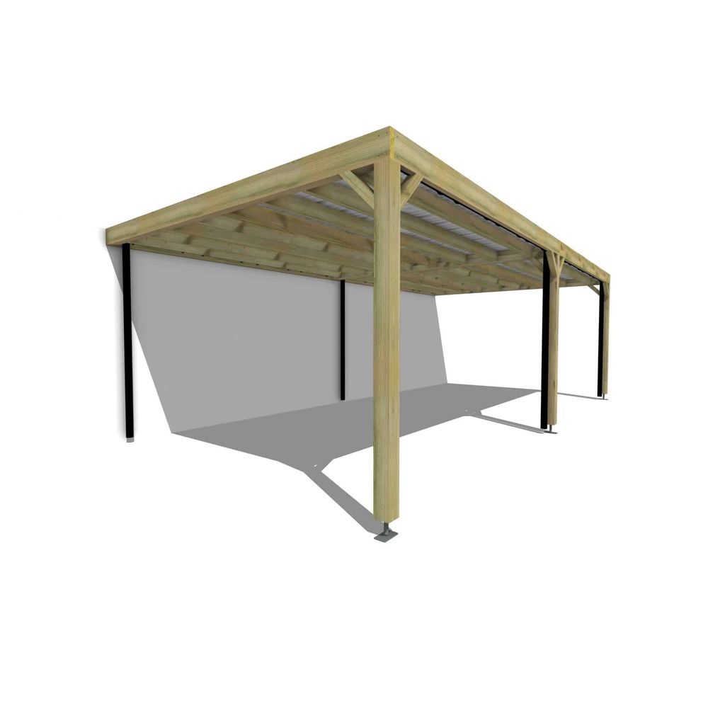 Carport bois • 8m x 4m • adossée • sens largeur • livraison comprise