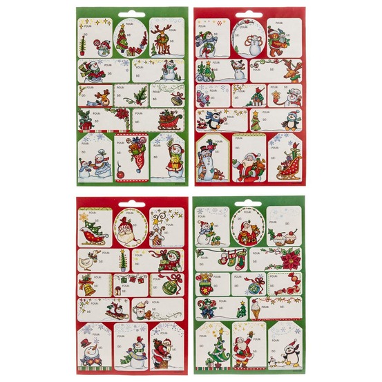 Planches de 48 ou 52 étiquettes cadeaux autocollantes