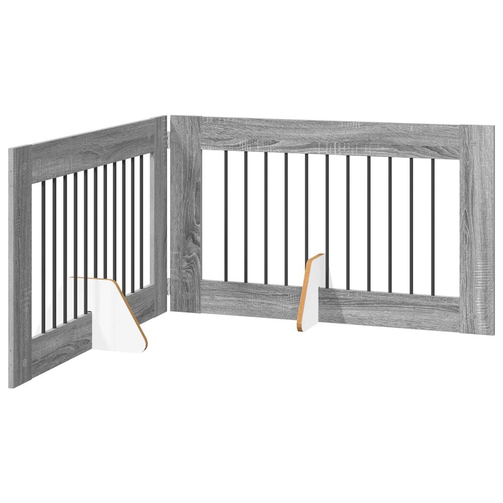 Porte de chien pliable avec supports 2 pc sonoma gris 200,5 cm