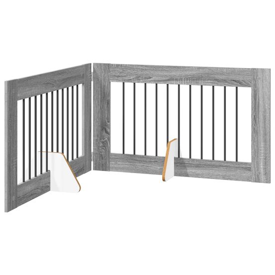 Porte de chien pliable avec supports 2 pc sonoma gris 200,5 cm