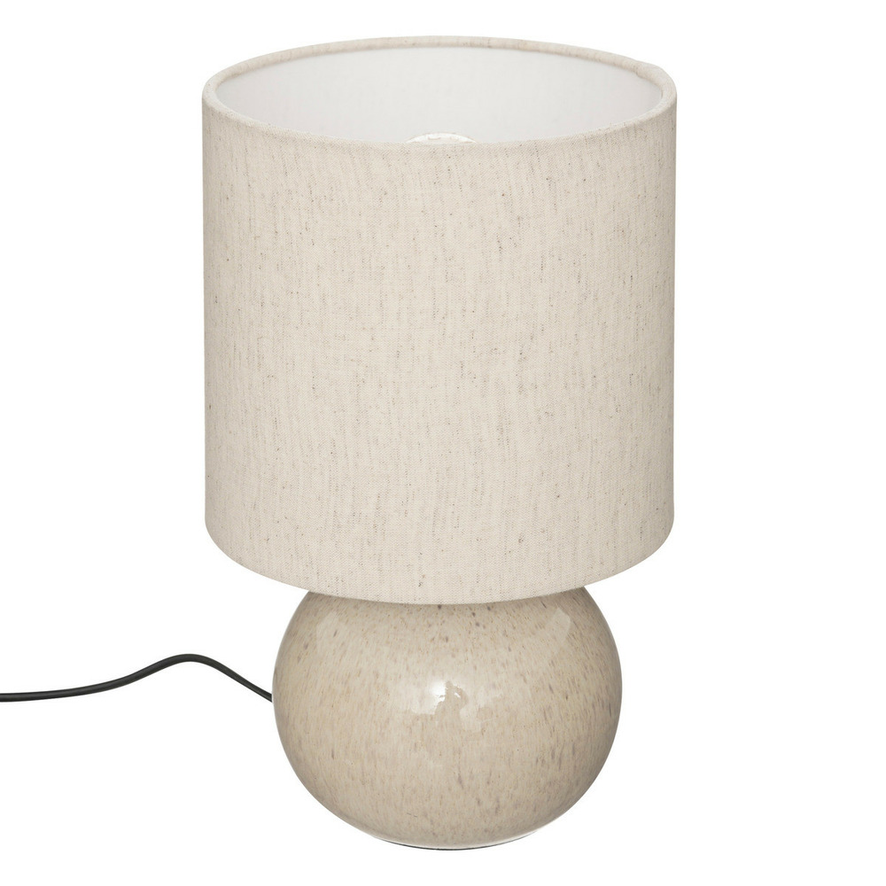 Lampe à poser en céramique blanc lin et abat-jour coton h 28 cm