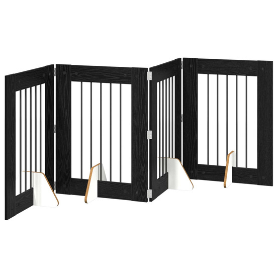 Porte de chien pliable avec supports 4 pcs chêne noir 241 cm