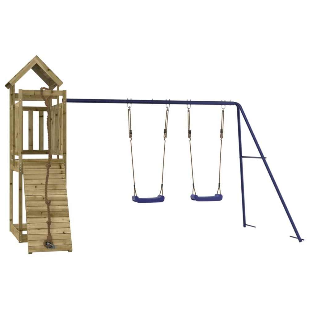 Aire de jeux d'extérieur balançoires toboggan portiques robuste jeux jardin 314 x 186 x 214 cm bois de pin imprégné 02_000474