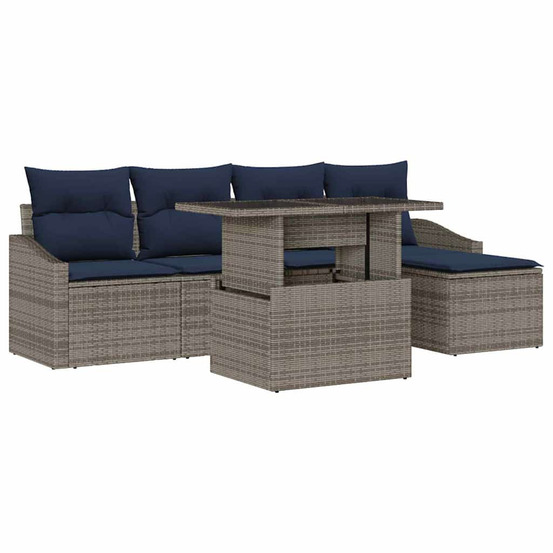 Ensemble de canapé de jardin avec coussin 6 pcs gris et marine