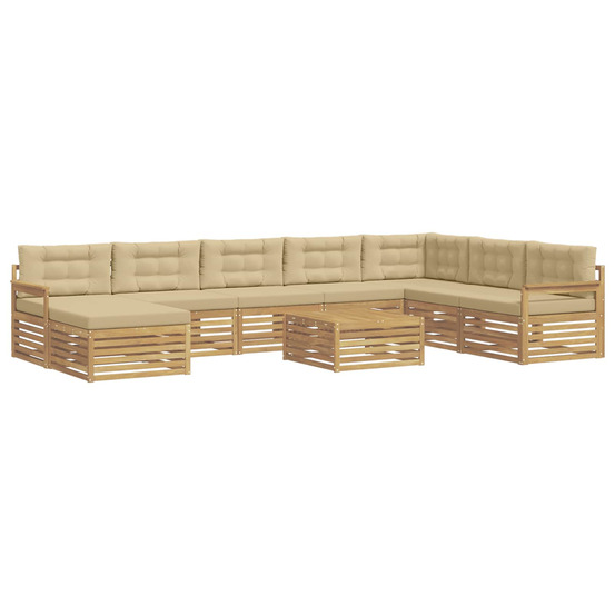 Ensemble de canapés d'extérieur 9 pcs blanc et beige
