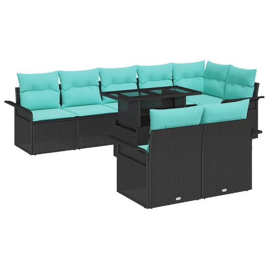 Ensemble de canapé de jardin 9 pc 8-nombre de places noir