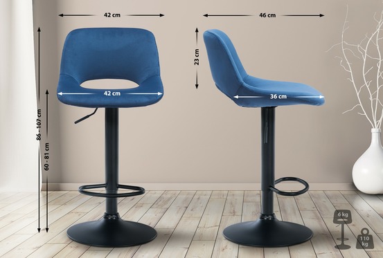 Tabouret de bar camden velours noir