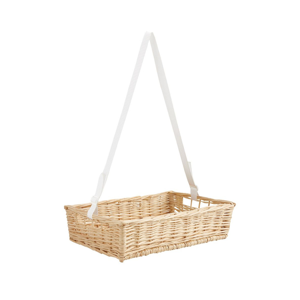 Manne en osier naturel avec passe-main panier 40 x 28 cm + sangle ajustable à po