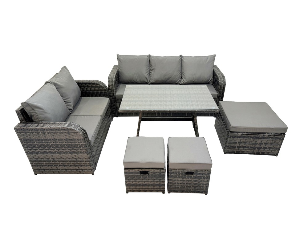 Ensembles de meubles de jardin 6 pièces ensemble de canapé en rotin extérieur gris foncé mixte