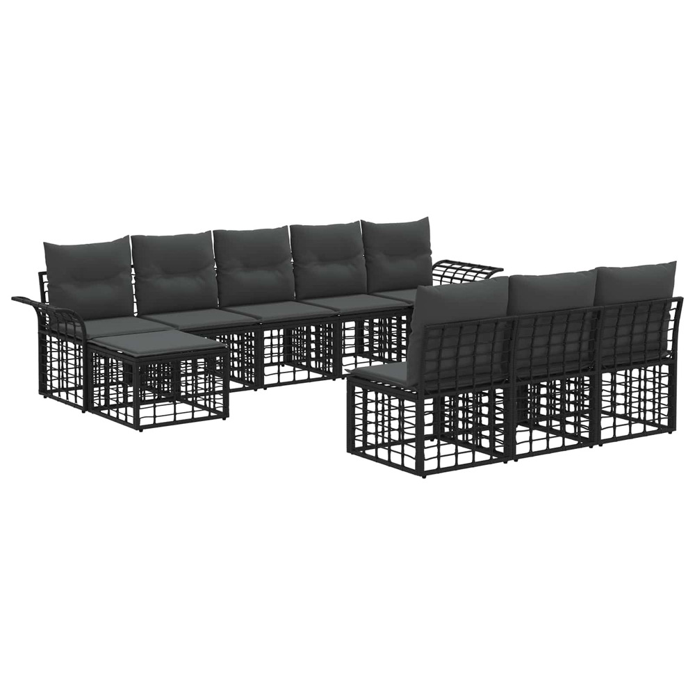 Ensemble de canapés d'extérieur 9 pcs noir et gris foncé