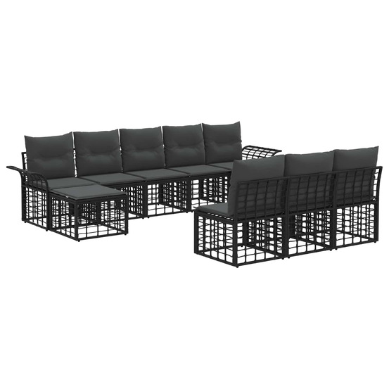 Ensemble de canapés d'extérieur 9 pcs noir et gris foncé