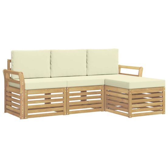 Ensemble de canapés d'extérieur 4 pc blanc et crème polyester