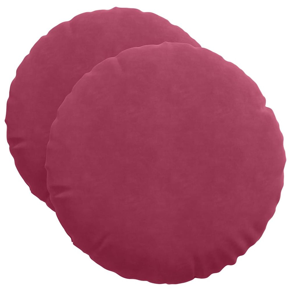Coussins de siège 2 pc velours bordeaux ø50 x 19 cm
