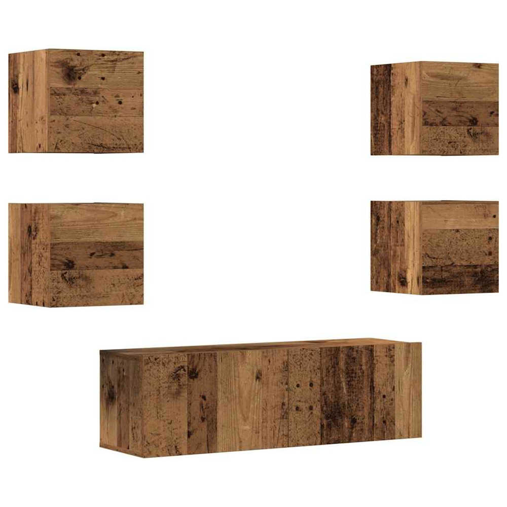 Ensemble de meuble tv mural 5 pcs vieux bois bois d'ingénierie