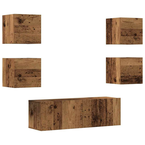 Ensemble de meuble tv mural 5 pcs vieux bois bois d'ingénierie