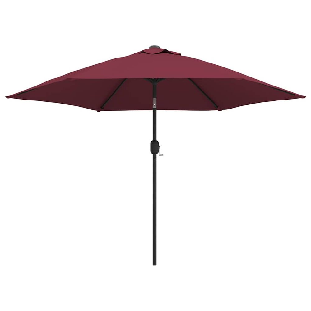 Parasol de jardin avec lumières led mât en acier rouge bordeaux