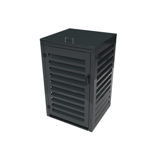 Cache poubelle simple en aluminium thermolaqué 1x120 litres - gris anthracite
