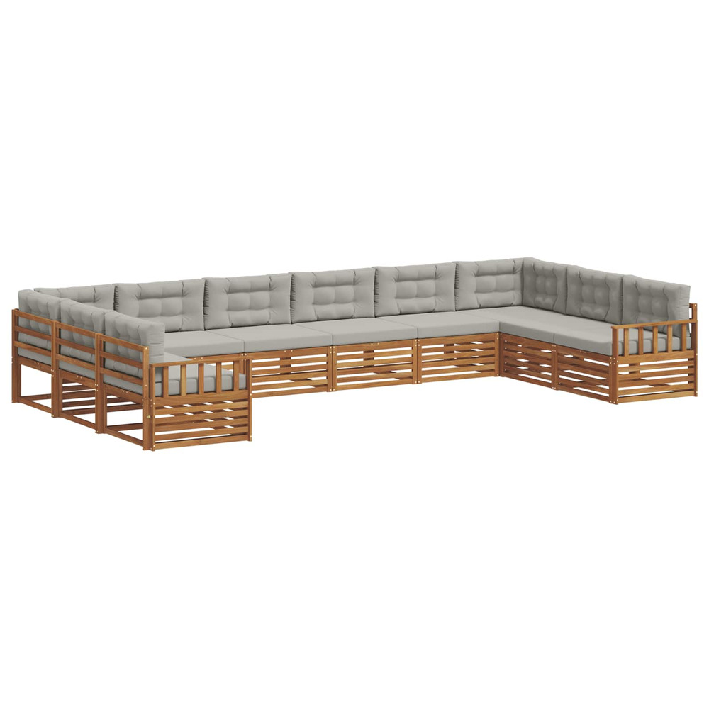 Ensembles de canapés avec coussin 10 pcs gris naturel et clair