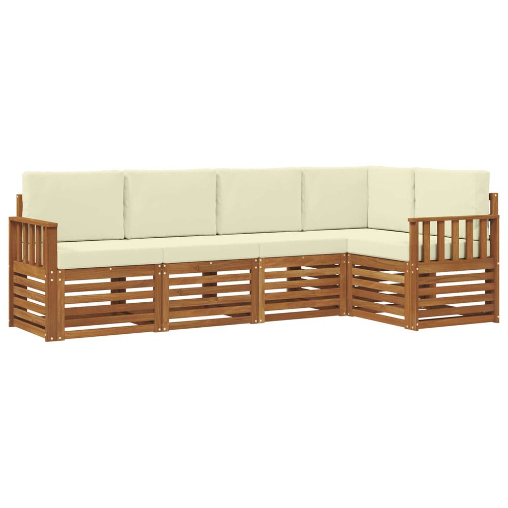 Ensemble de canapés d'extérieur 5 pc naturel et crème polyester