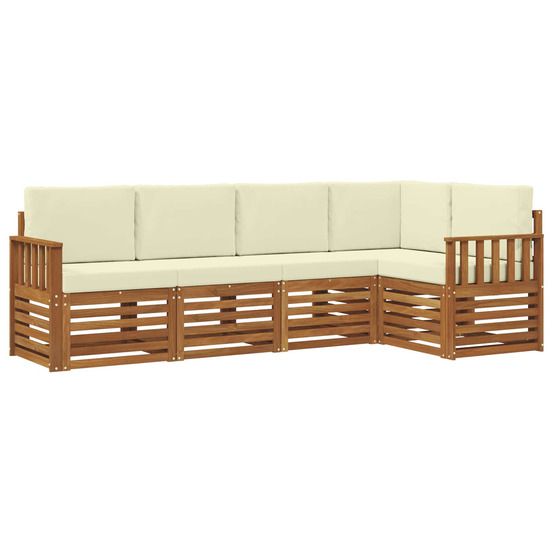 Ensemble de canapés d'extérieur 5 pc naturel et crème polyester