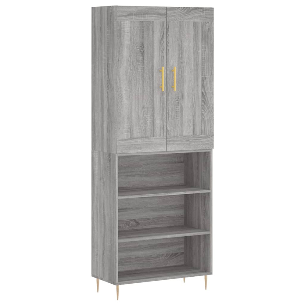 Buffet haut sonoma gris 69,5x34x180 cm bois d'ingénierie