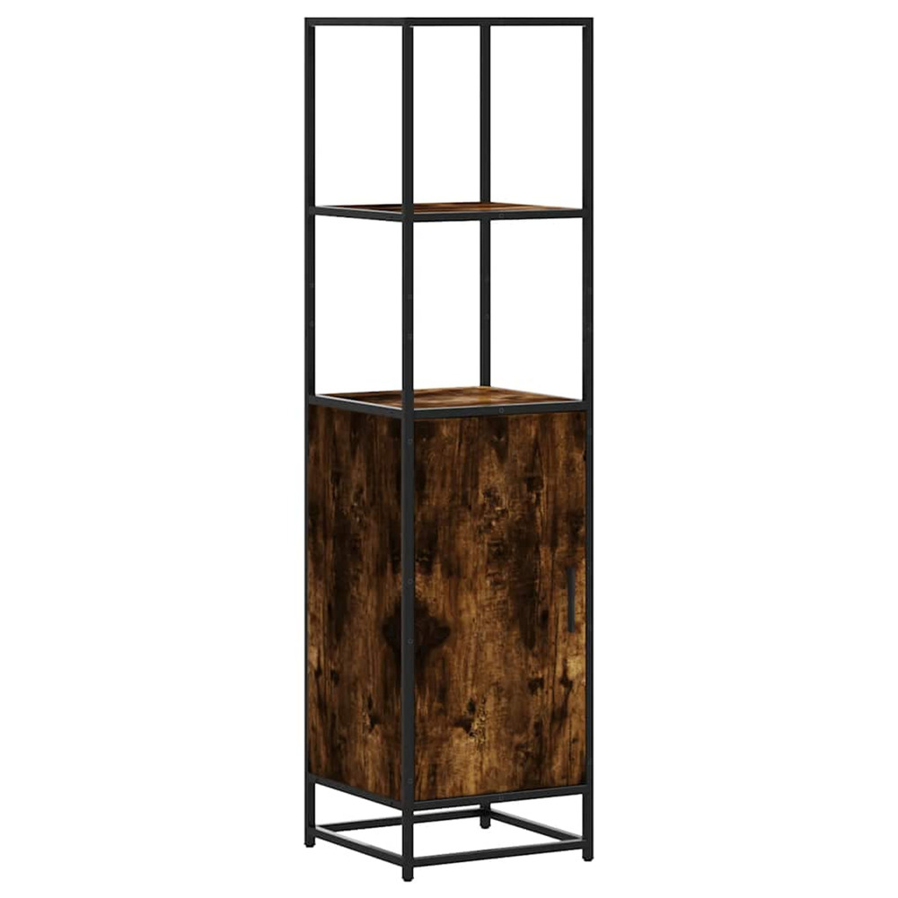 Buffet haut chêne fumé 35,5x35x139 cm bois d'ingénierie métal