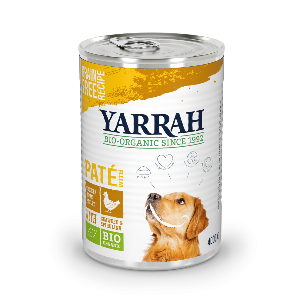 Yarrah - pâtées bio sans céréales poulet pour chien 400g